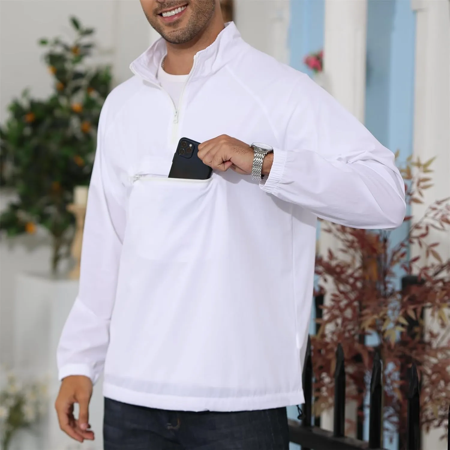 Opomelo Men's Athletic Quarter Zip Pullover Golf Hiking Running Lightweight Jacket Workout Sweatshirt With Pocket