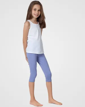 Organic Cotton Spandex Cropped Leggings for Girls - Lavender