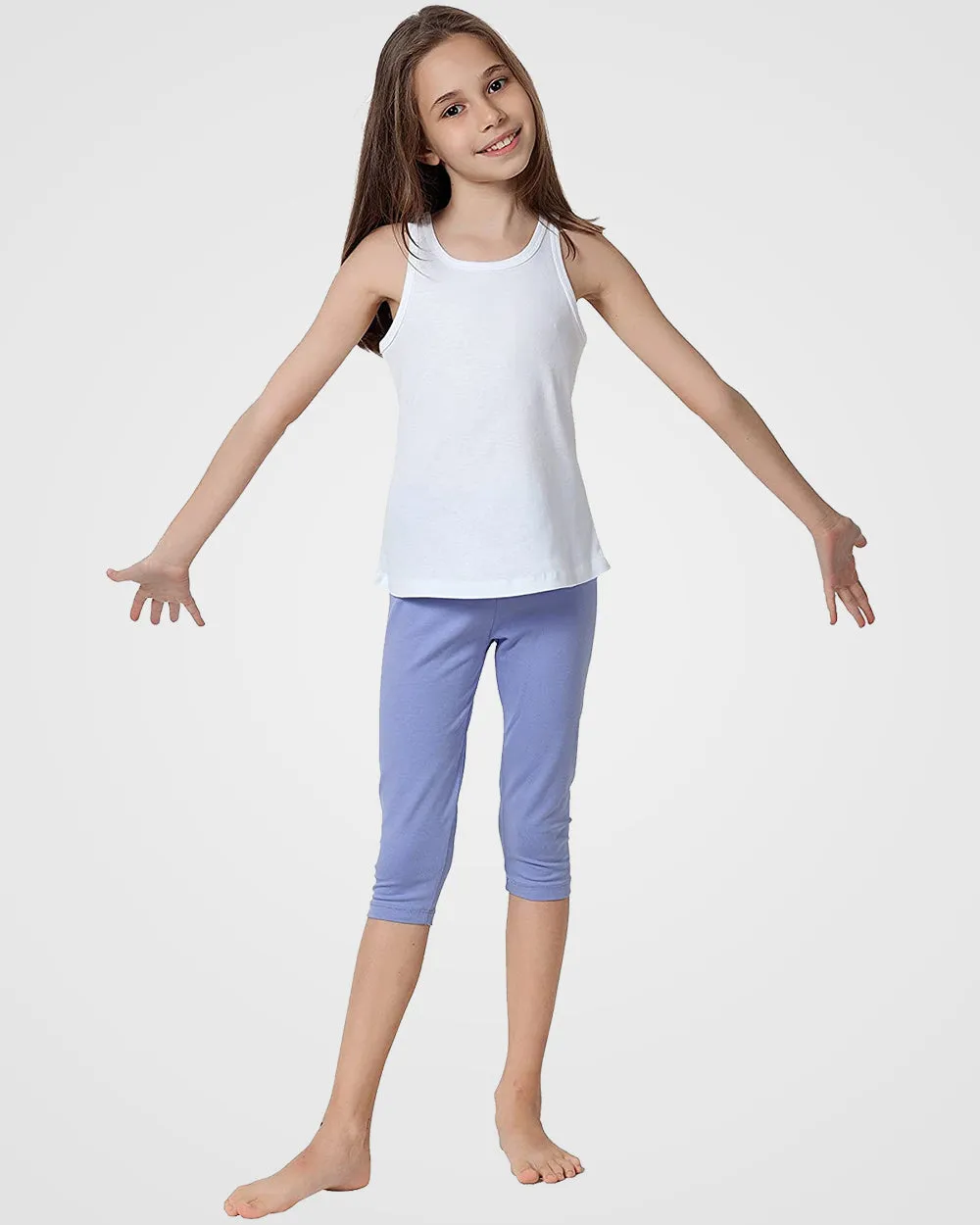 Organic Cotton Spandex Cropped Leggings for Girls - Lavender