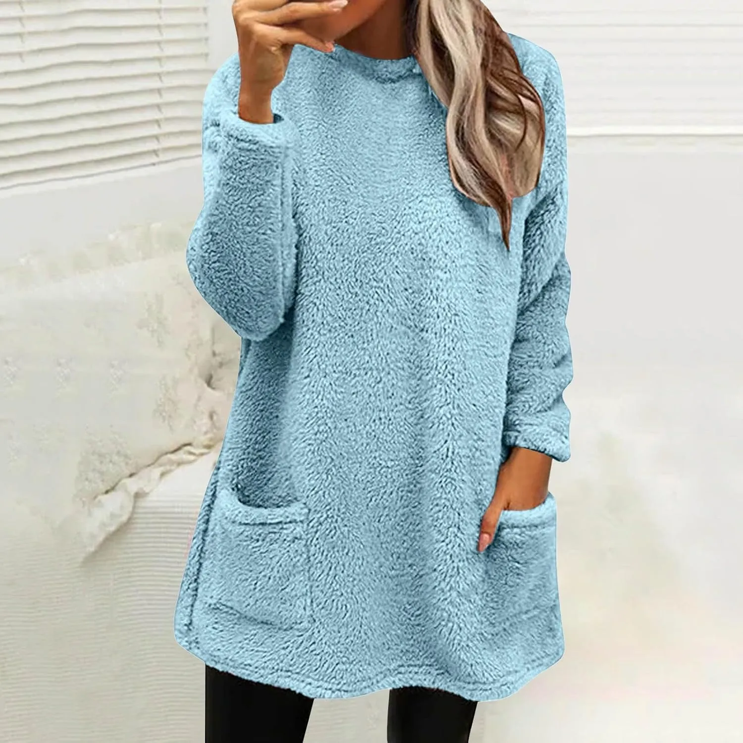 Oversized Sweaters For Women Casual Fleece Fuzzy Faux Shearling Warm Winter Outwear sweatshirt Shaggy Coat Cute hoodie