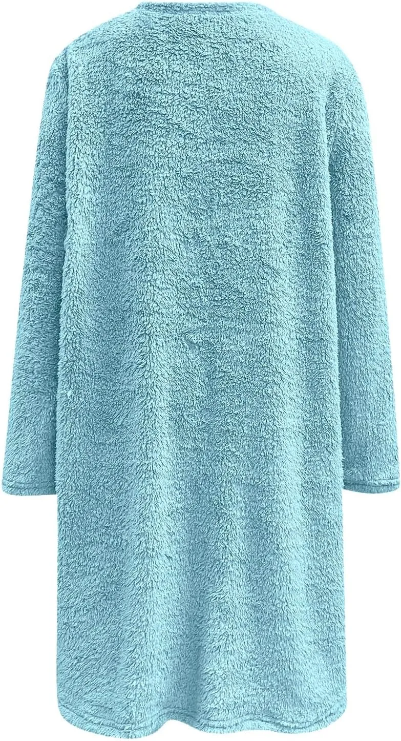 Oversized Sweaters For Women Casual Fleece Fuzzy Faux Shearling Warm Winter Outwear sweatshirt Shaggy Coat Cute hoodie