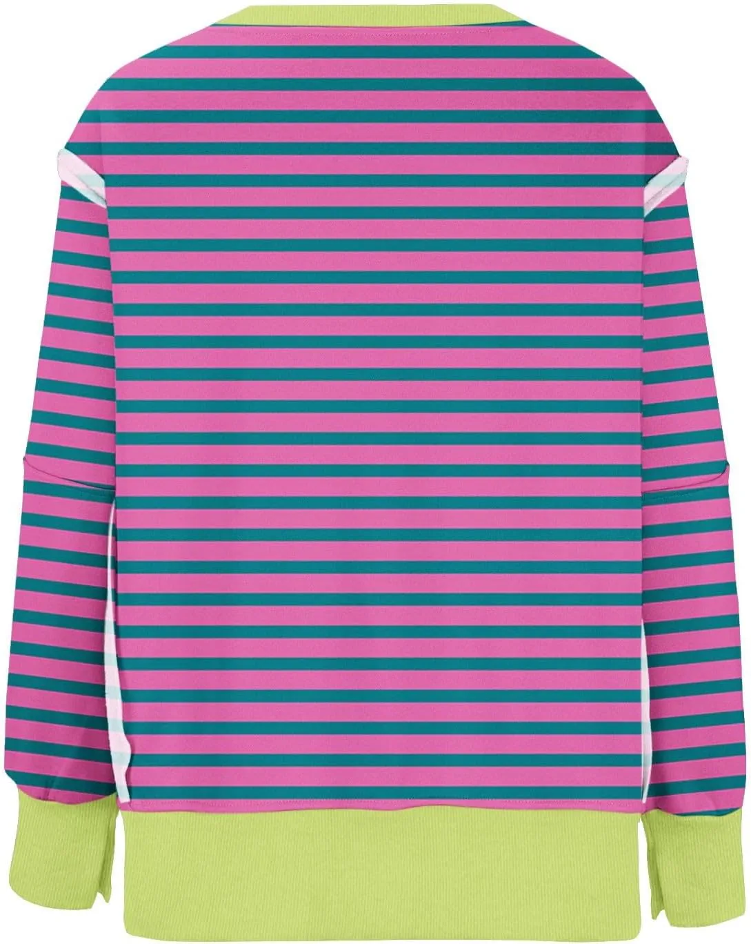 Oversized Sweatshirt for Women 2024 Long Sleeve Striped Sweatshirts Crewneck Corded Pullover Top Fall Winter Outfits