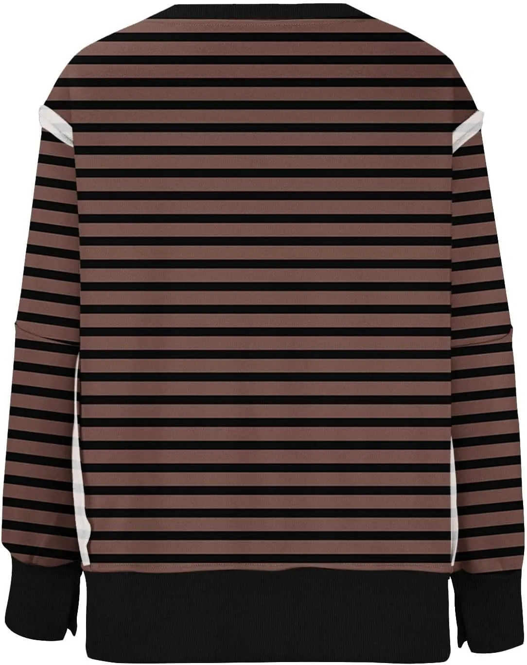 Oversized Sweatshirt for Women 2024 Long Sleeve Striped Sweatshirts Crewneck Corded Pullover Top Fall Winter Outfits