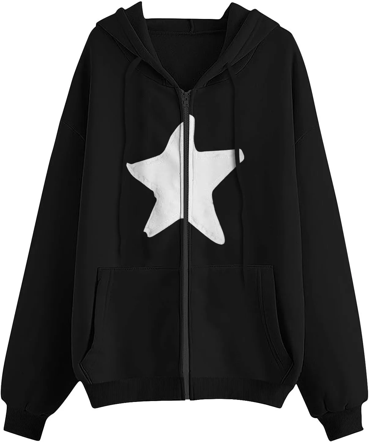Oversized Sweatshirt For Women Long Sleeve Fashion Graphic Design Hoodies Casual Zip Up Fleece Sweatshirts