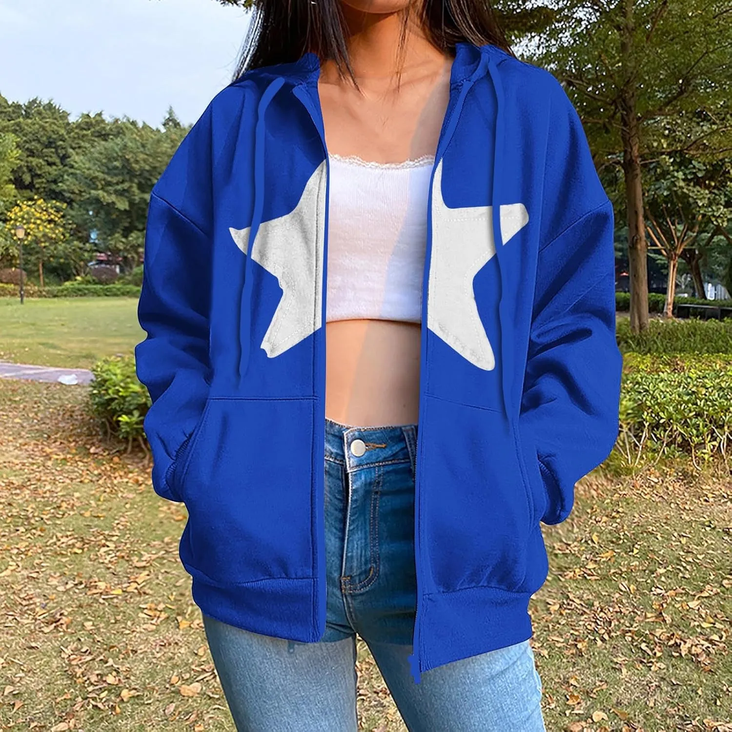 Oversized Sweatshirt For Women Long Sleeve Fashion Graphic Design Hoodies Casual Zip Up Fleece Sweatshirts