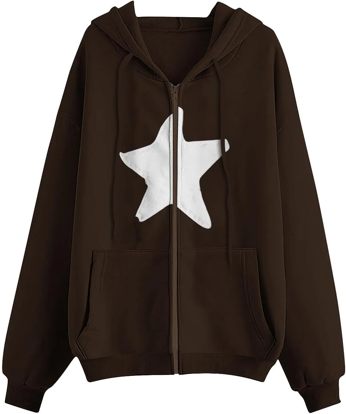 Oversized Sweatshirt For Women Long Sleeve Fashion Graphic Design Hoodies Casual Zip Up Fleece Sweatshirts