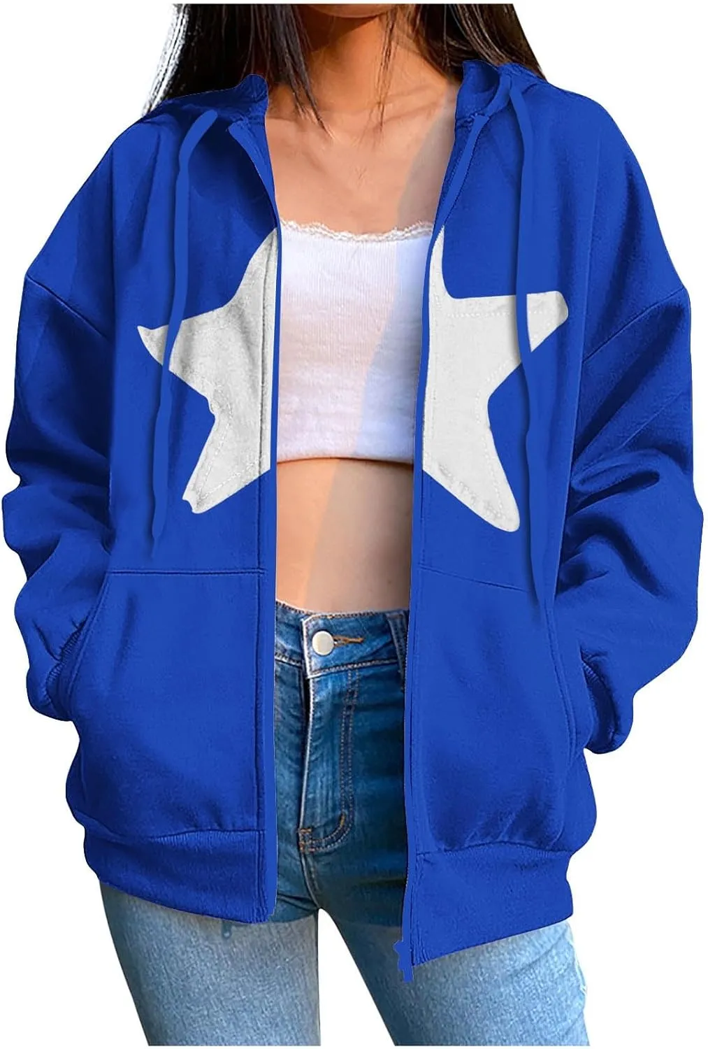 Oversized Sweatshirt For Women Long Sleeve Fashion Graphic Design Hoodies Casual Zip Up Fleece Sweatshirts