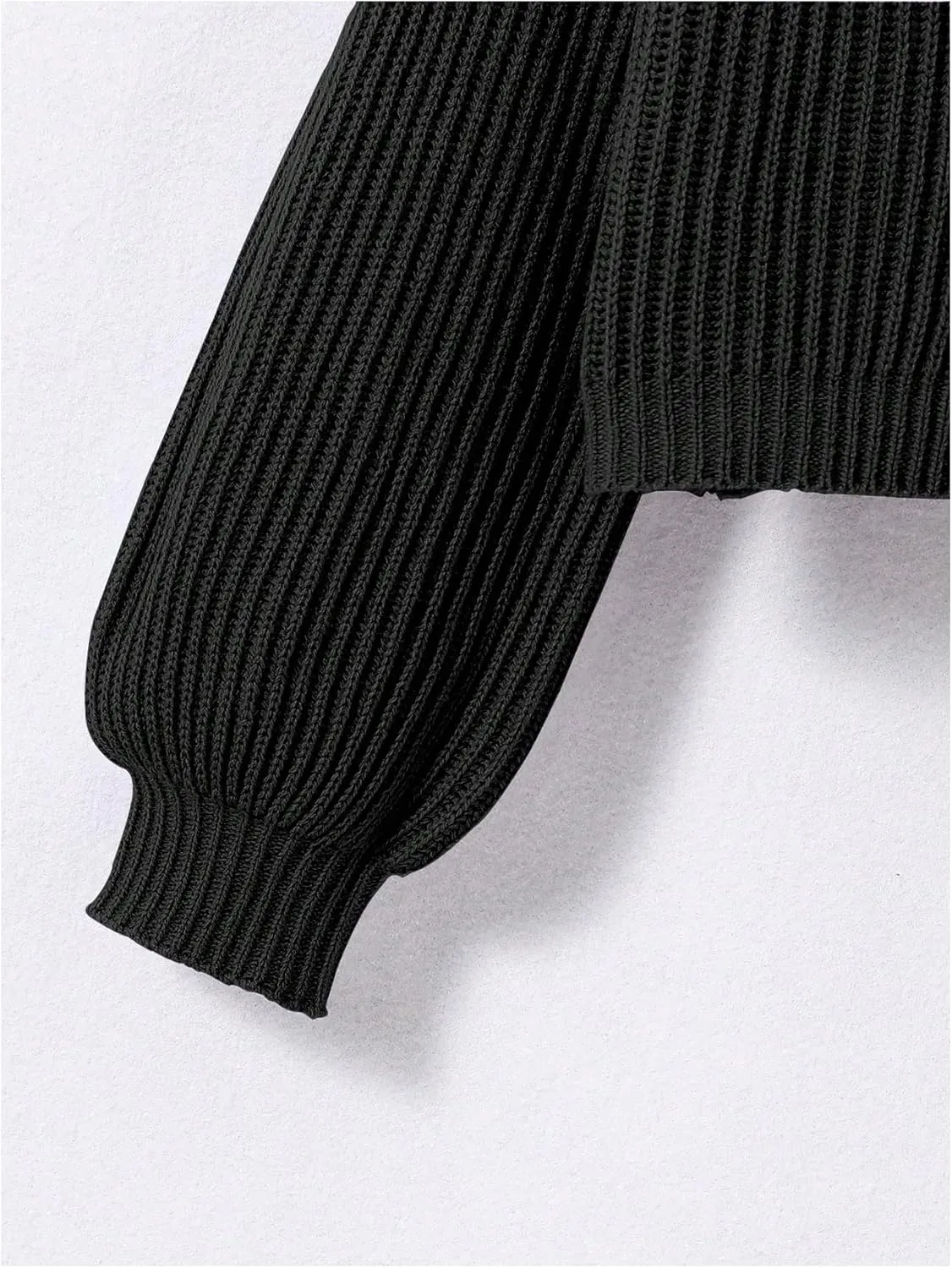 OYOANGLE Girl's Button Down Ribbed Knit V Neck Lantern Long Sleeve Cardigan Sweater Outerwear