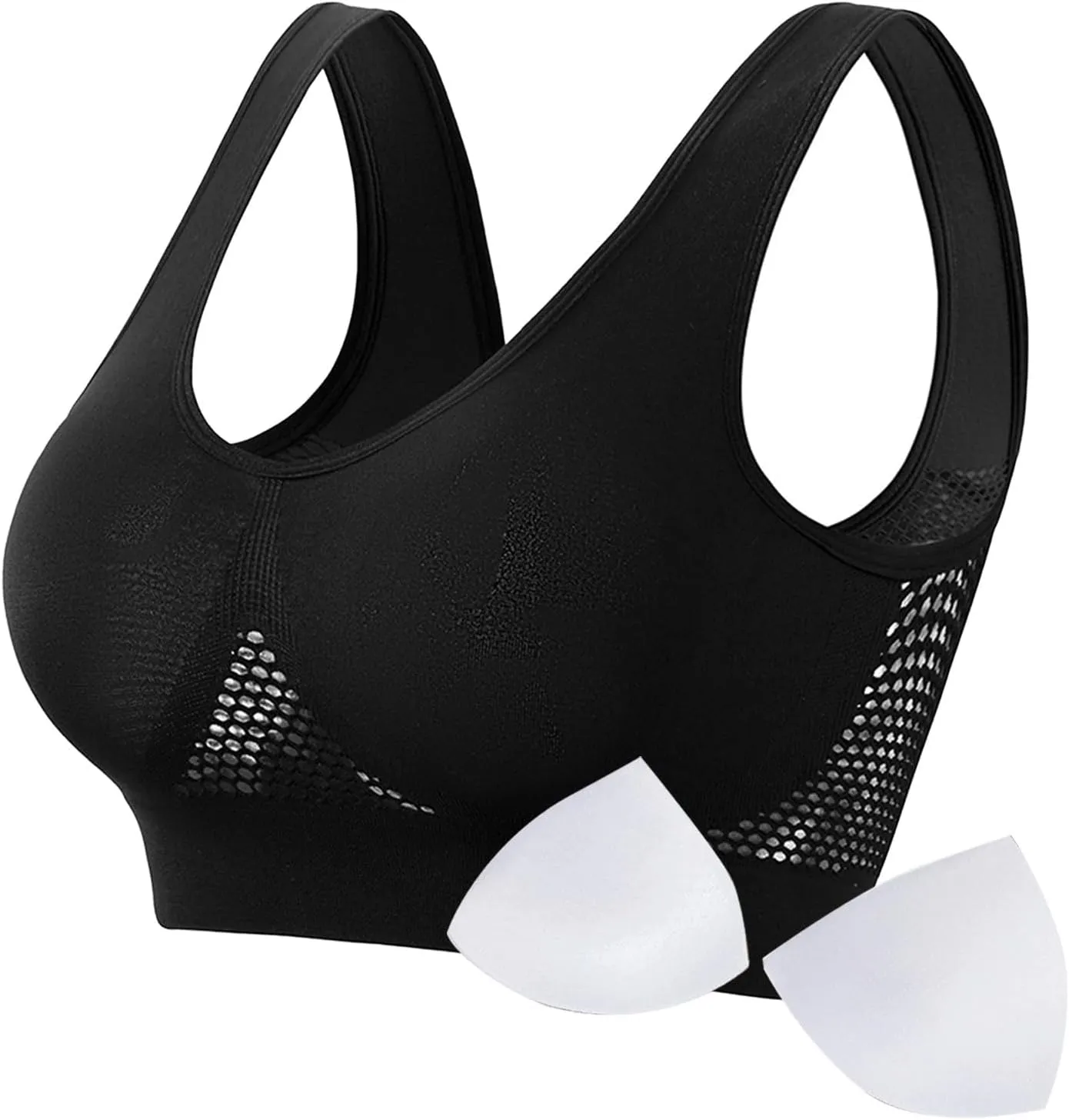 Padded Breathable Anti-Sagging Sports Bras for Women High Support Push Up Wireless Bras Cooling Lift-Up Air Tech Mesh Bras