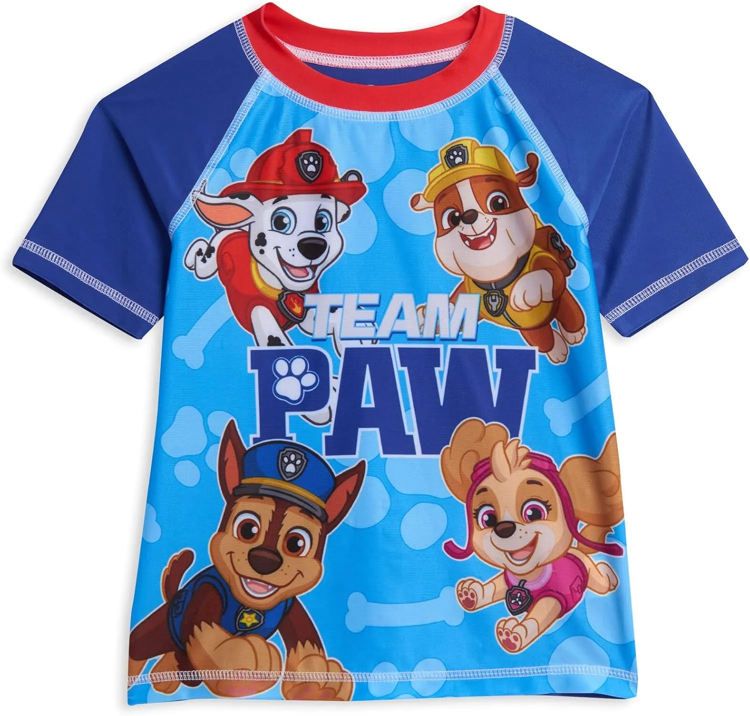 Paw Patrol Rubble Marshall Chase Pullover Rash Guard and Swim Trunks Outfit Set Toddler to Little Kid