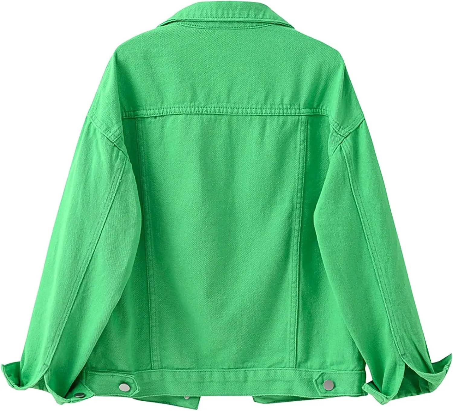 Pearls Denim Jacket For Woemn 3/4 Sleeve Button Down Plus Size Denim Jacket Basic Lapel Trucker Coat