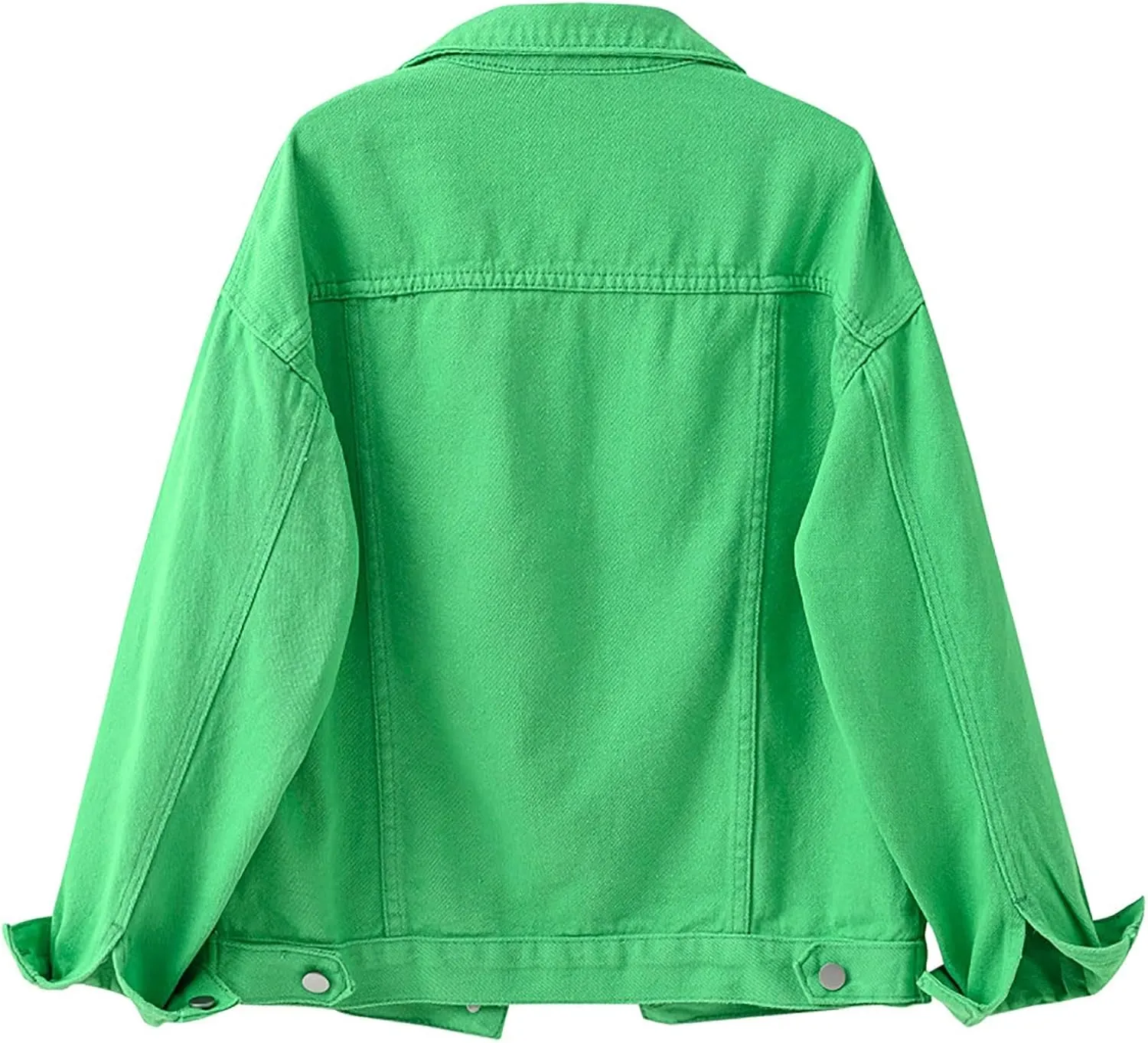 Pearls Denim Jacket For Woemn 3/4 Sleeve Button Down Plus Size Denim Jacket Basic Lapel Trucker Coat