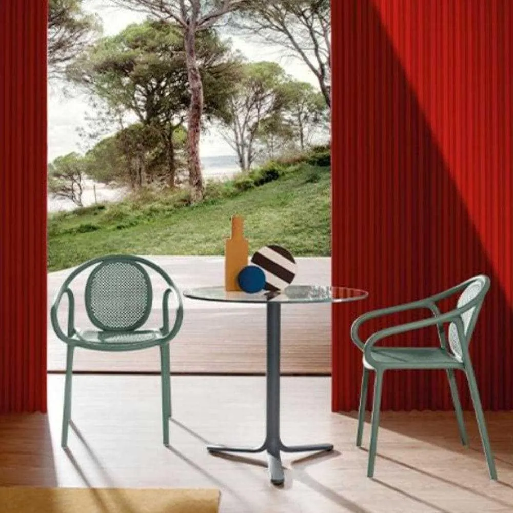 Pedrali Fluxo 5460 3-leg table base polished aluminium H.73 cm.
