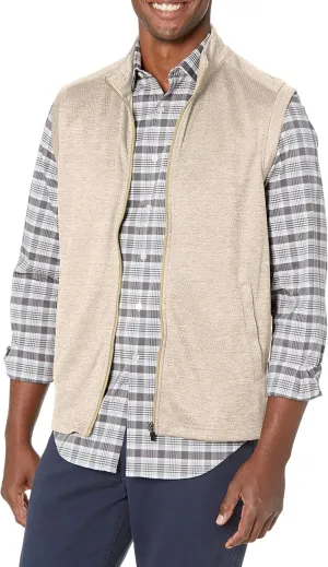 PGA TOUR Men's Textured Fleece Full Zip Vest Base Layer