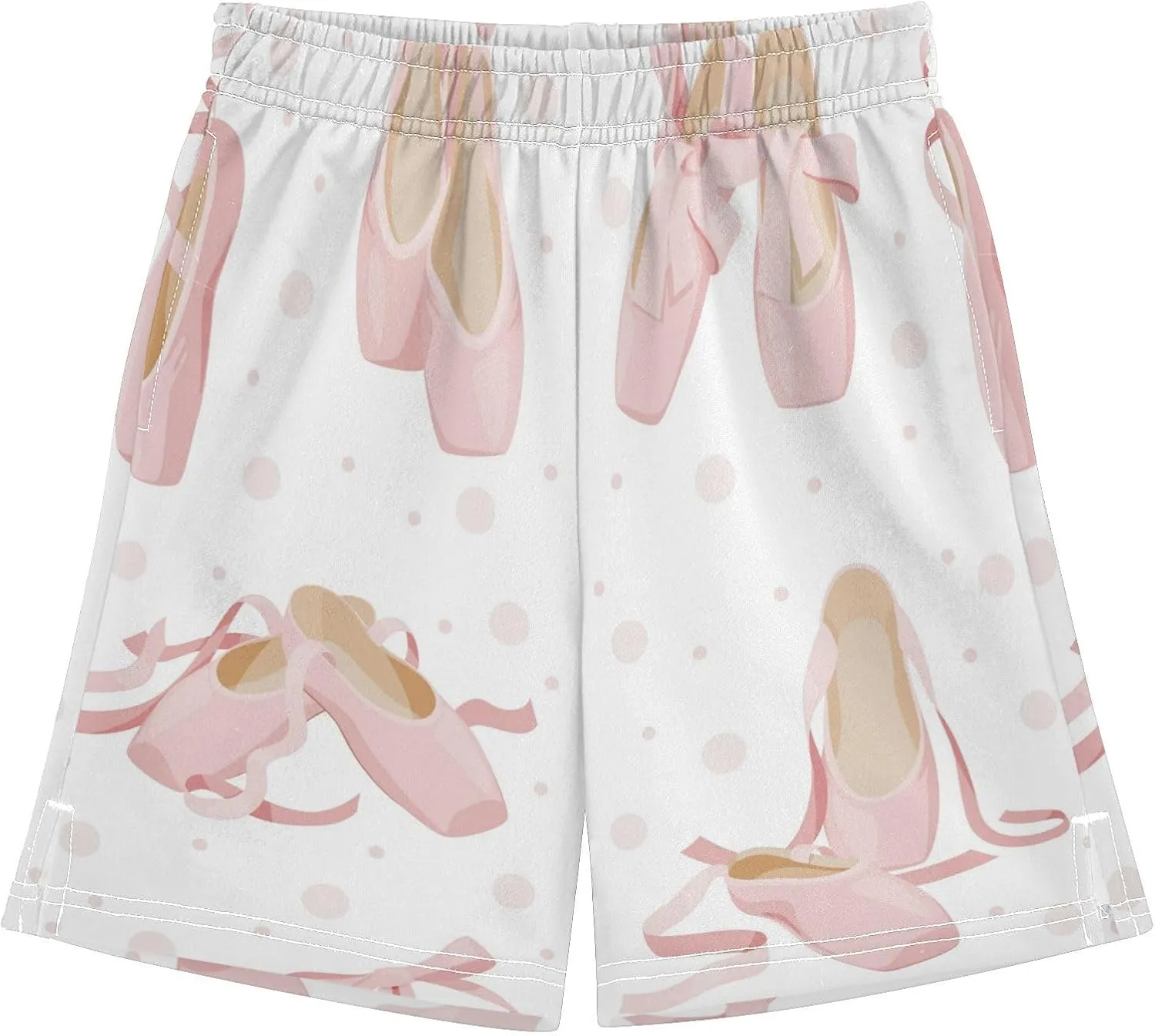 Pink Ballet Shoes Bow Boys Athletic Shorts Kids Basketball Shorts Gym Short for Summer XL