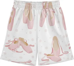 Pink Ballet Shoes Bow Boys Athletic Shorts Kids Basketball Shorts Gym Short for Summer XL