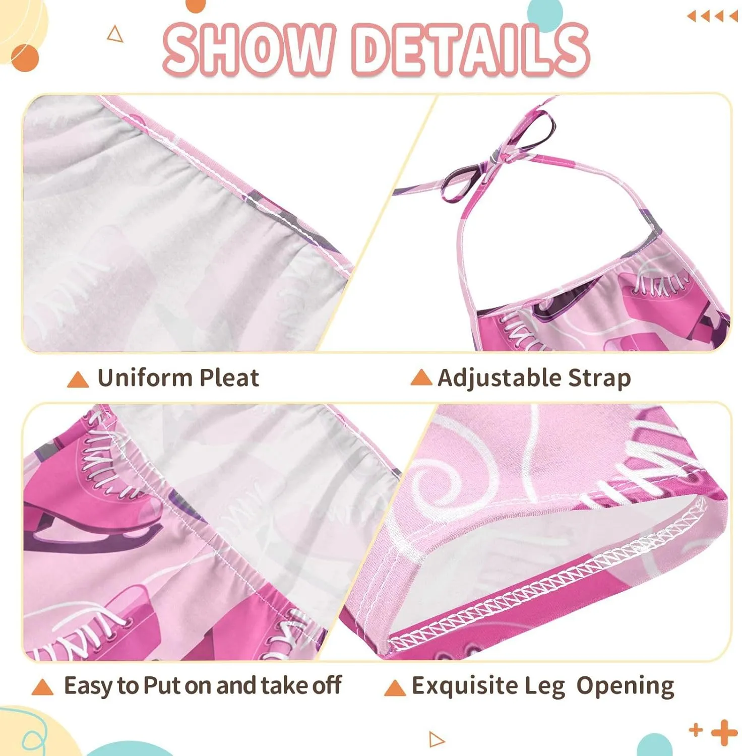 Pink Skate Shoes Toddler Girls Jumpsuit One Piece Romper Cotton Pants Sleeveless Summer Outfits,1T