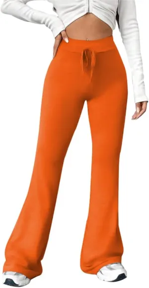 PINSV Women's High Waisted Flare Leggings Wide Leg Sweatpants Bootcut Yoga Pants