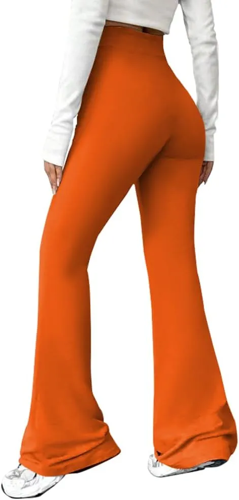 PINSV Women's High Waisted Flare Leggings Wide Leg Sweatpants Bootcut Yoga Pants