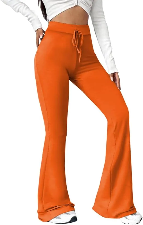 PINSV Women's High Waisted Flare Leggings Wide Leg Sweatpants Bootcut Yoga Pants