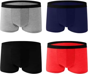 Plain Underwear for Men 4 Pack Cotton Stretch Boxer Briefs for Women Multipack Breathable Soft Trunks