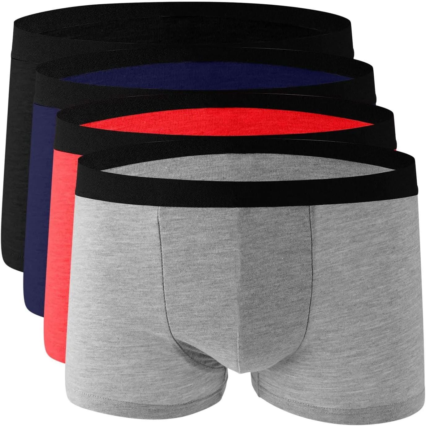 Plain Underwear for Men 4 Pack Cotton Stretch Boxer Briefs for Women Multipack Breathable Soft Trunks