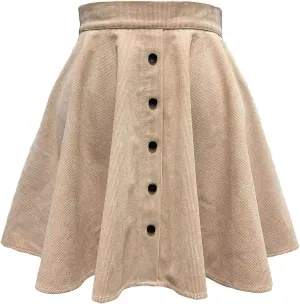 Plus Size Basic Versatile Stretchy Elastic Waist Flared Casual Mini Skater Skirt/Pleated Plaid Skirts Buttons Outfit