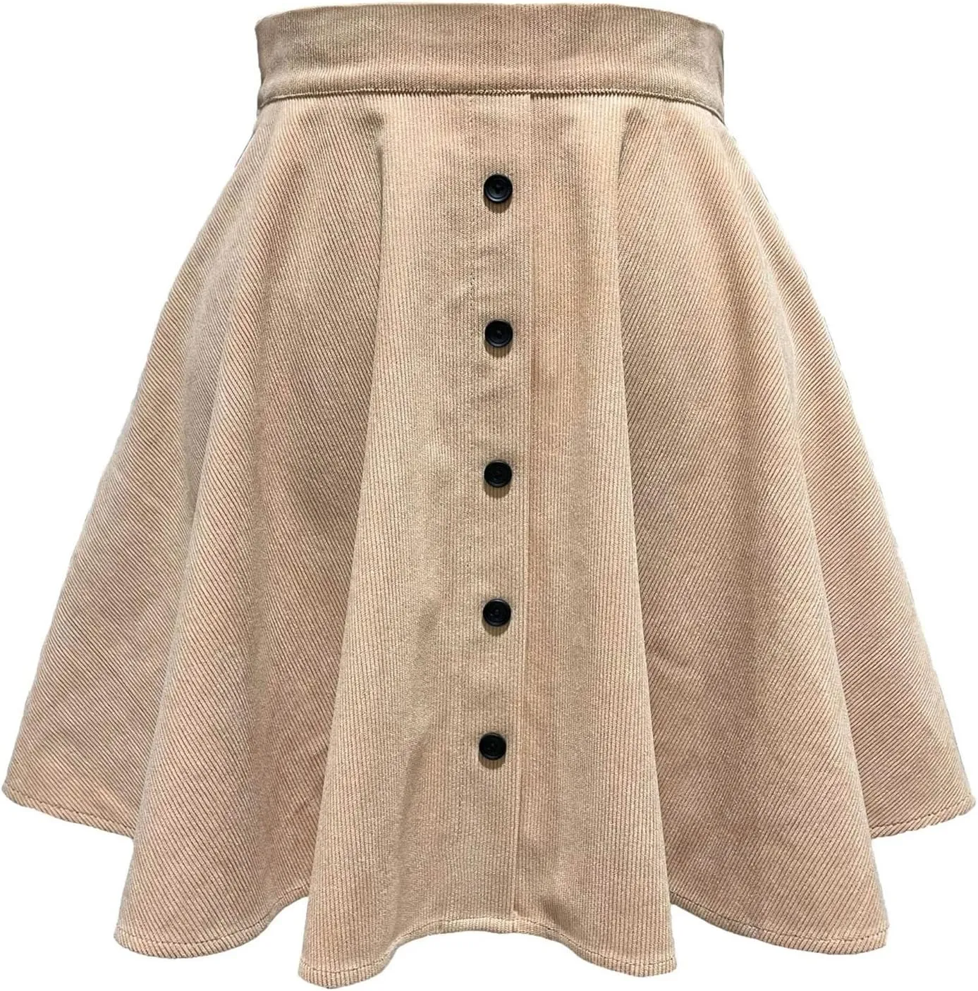 Plus Size Basic Versatile Stretchy Elastic Waist Flared Casual Mini Skater Skirt/Pleated Plaid Skirts Buttons Outfit