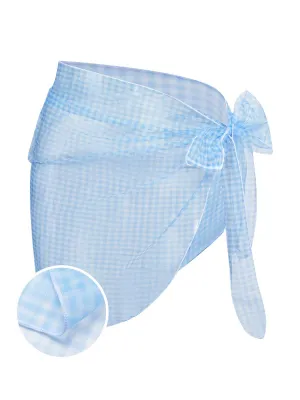 [Pre-Sale] Blue 1950s Plaids Mesh Cover-Up