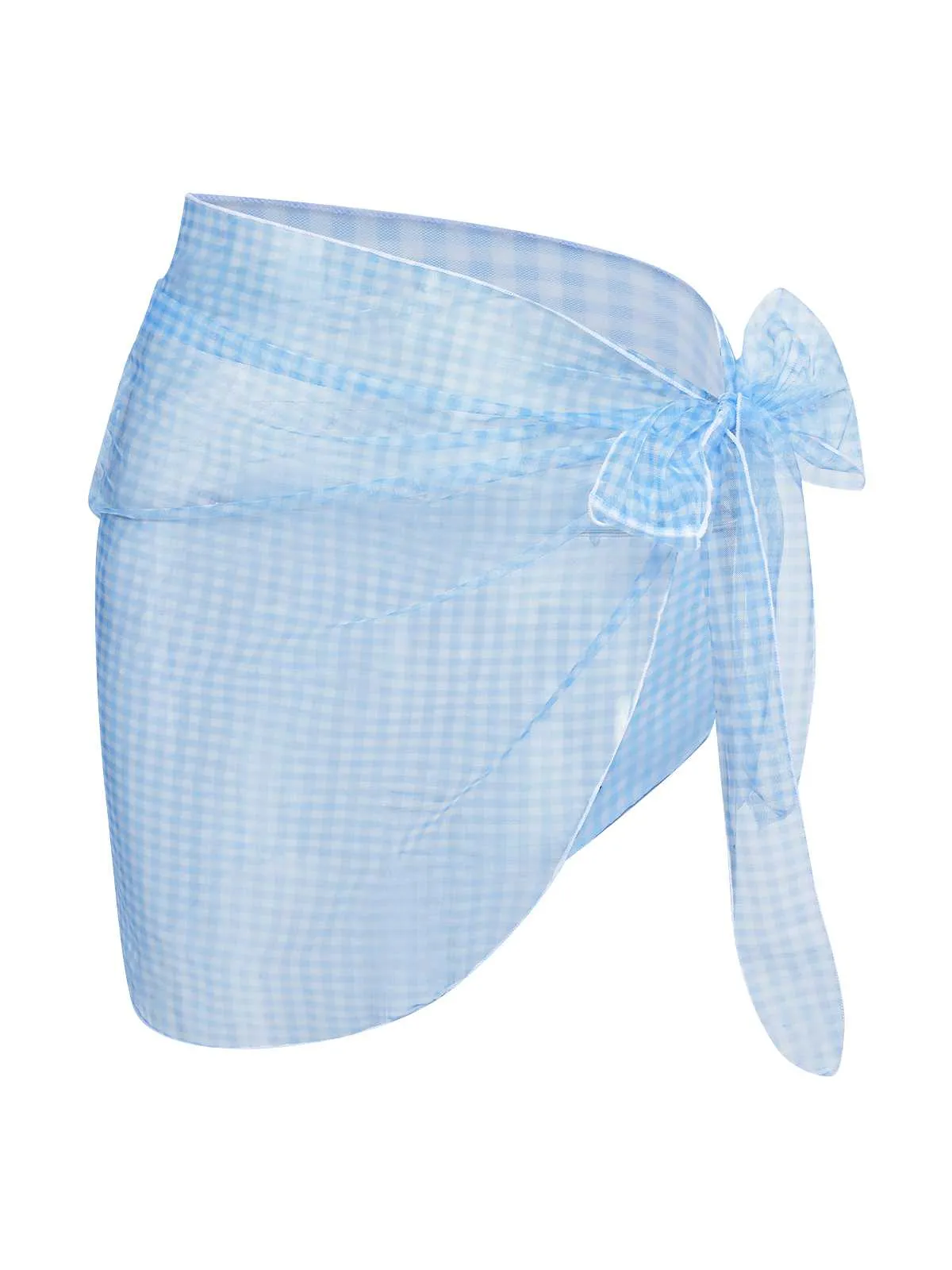 [Pre-Sale] Blue 1950s Plaids Mesh Cover-Up