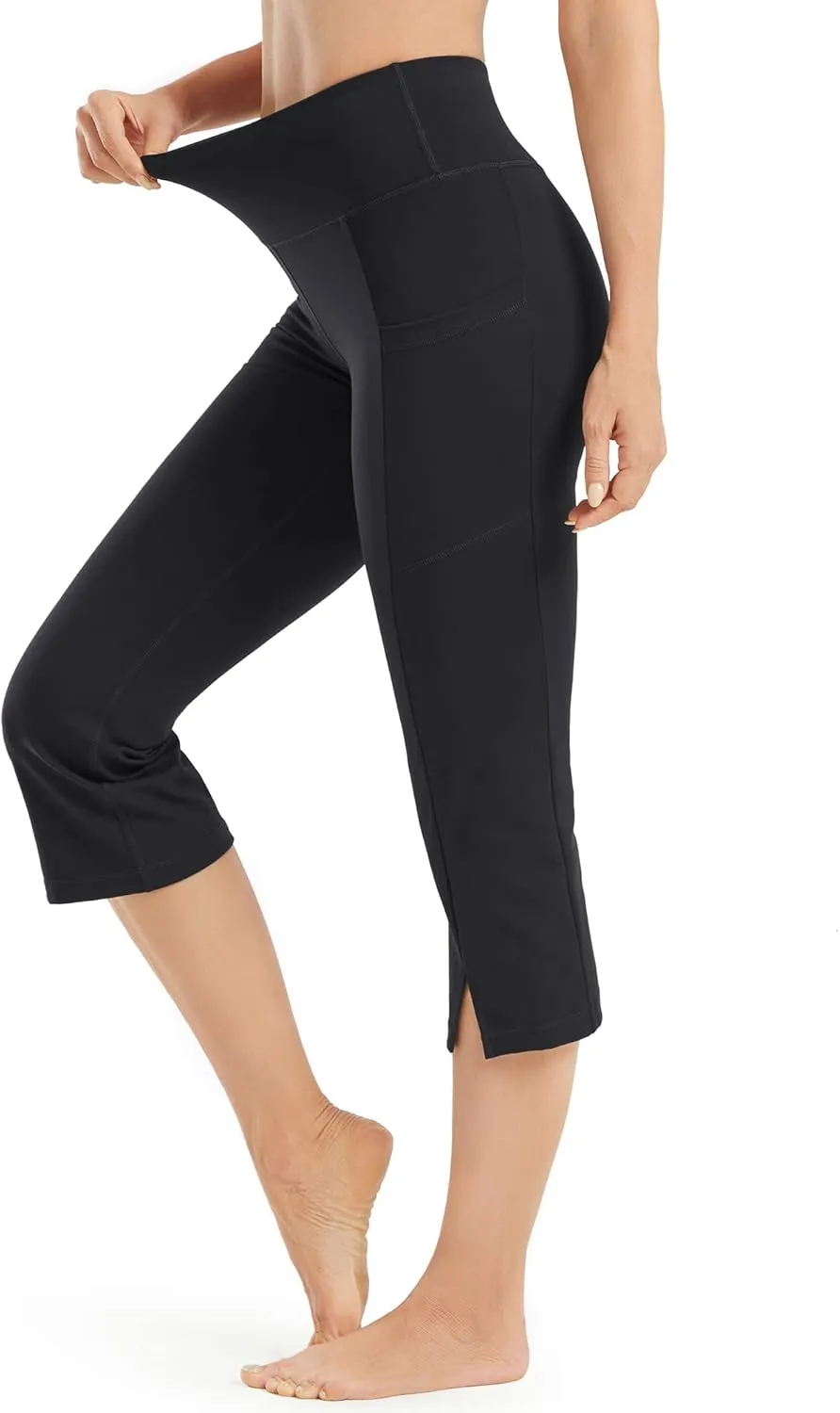 Promover Capri Pants for Women Bootcut Yoga Pants with Pockets High Waisted Flare Leggings Casual Work Pants