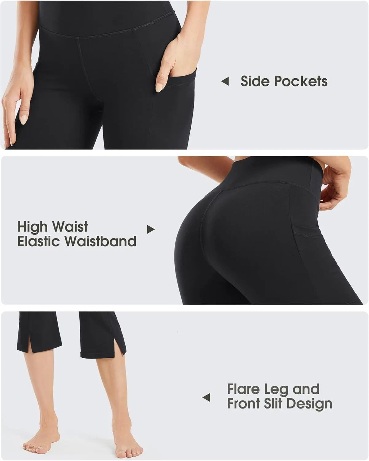 Promover Capri Pants for Women Bootcut Yoga Pants with Pockets High Waisted Flare Leggings Casual Work Pants