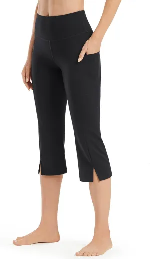 Promover Capri Pants for Women Bootcut Yoga Pants with Pockets High Waisted Flare Leggings Casual Work Pants