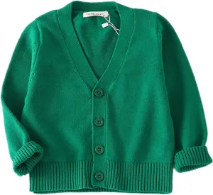 PTPUKE Unisex Boy' Girls' Cardigans Sweater V-Neck Long Sleeve Button Soild Cotton Knit Sweaters for 1-8 Years