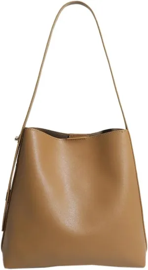 PU Large Capacity Solid Color Shoulder Bag Simple and Versatile Commuting Handbag Crossbody Bag Bucket Bag 2024