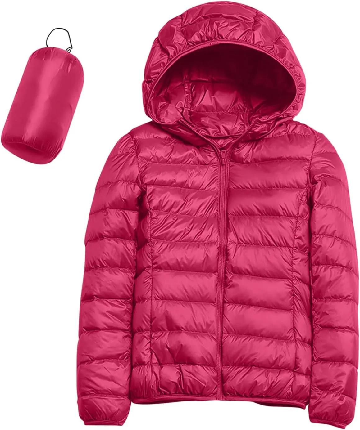 Puffer Jacket for Women Packable Down Jacket Lightweight Slim Fit Hooded Jacket Short Down Coat Winter Warm Long Coat
