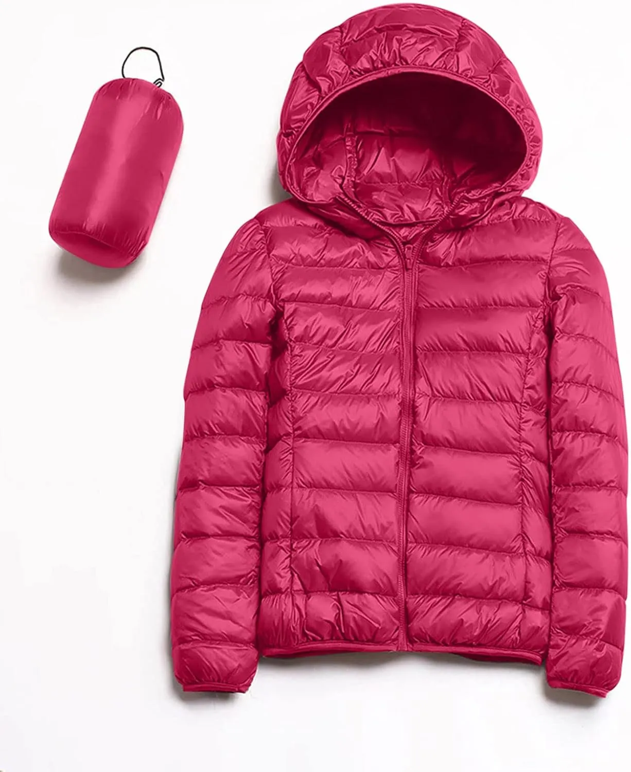 Puffer Jacket for Women Packable Down Jacket Lightweight Slim Fit Hooded Jacket Short Down Coat Winter Warm Long Coat