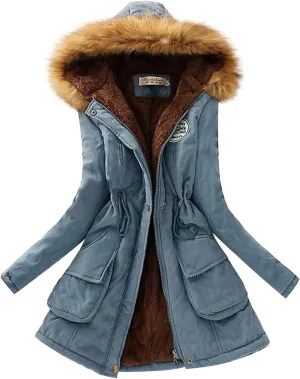 Puffer Jacket Womens 2024 Plus Size Casual Warm Thicken Fleece Lined Parka Zip Up Winter Coats for Women with Pockets