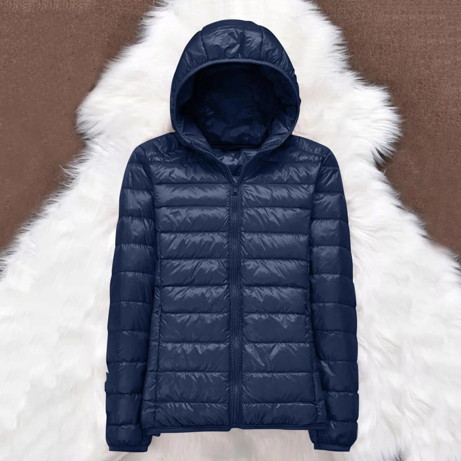 Puffer Jacket Womens with Hood Winter Warm Packable Bubble Jacket Lightweight Slim Fit Short Duck Down Coat