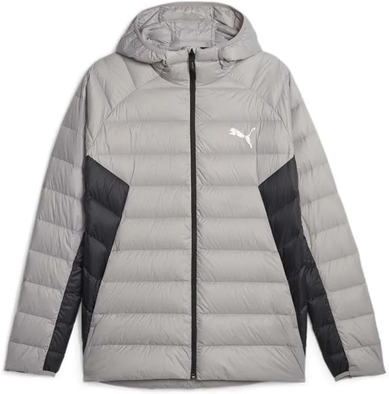 PUMA Mens Packlite Hooded Down Jacket Athletic Outerwear Casual Heat Resistant - Grey - Size M