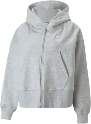 PUMA Womens Classics Oversized Full-Zip Hoodie Casual Outerwear Casual - Grey - Size M
