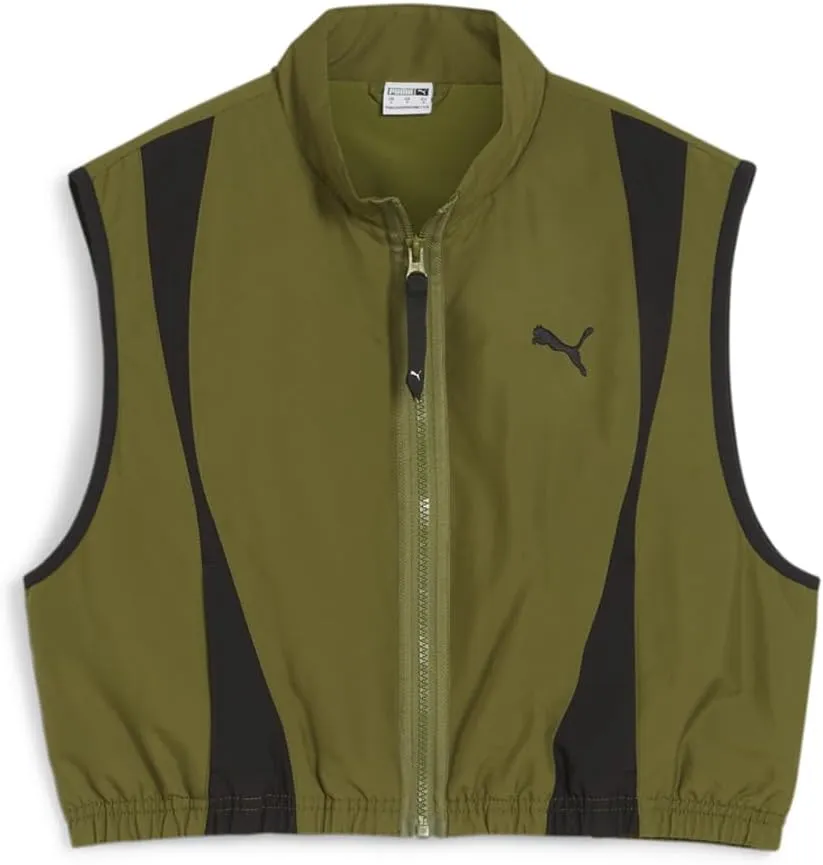 PUMA Womens Dare To Woven Vest Athletic Outerwear Casual Full Zip - Green - Size XL