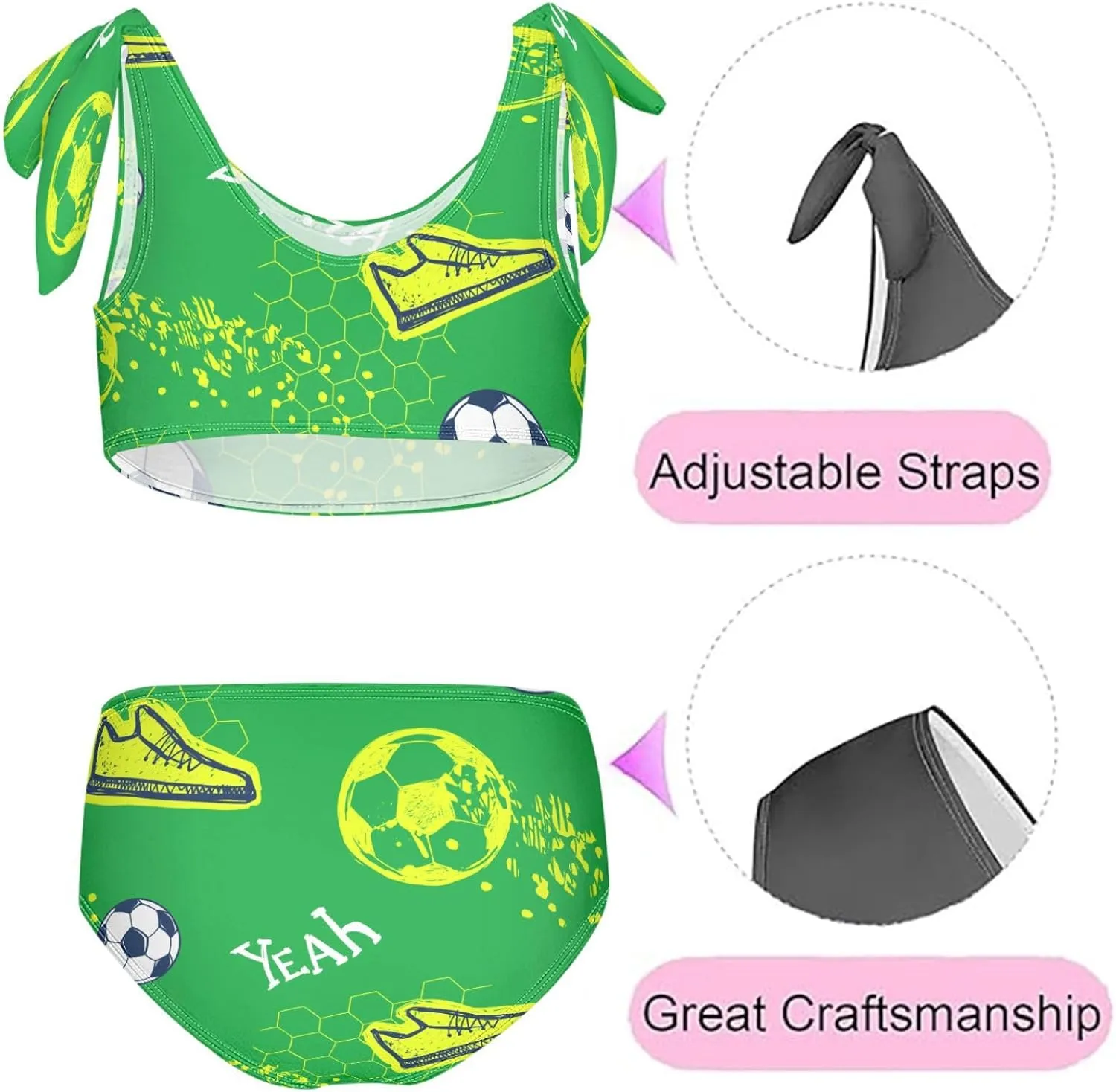 QUGRL Girls Swimsuit Two Piece Swimwear Bathing Suit for Girls Tankini Bikini Set Size 3-12T