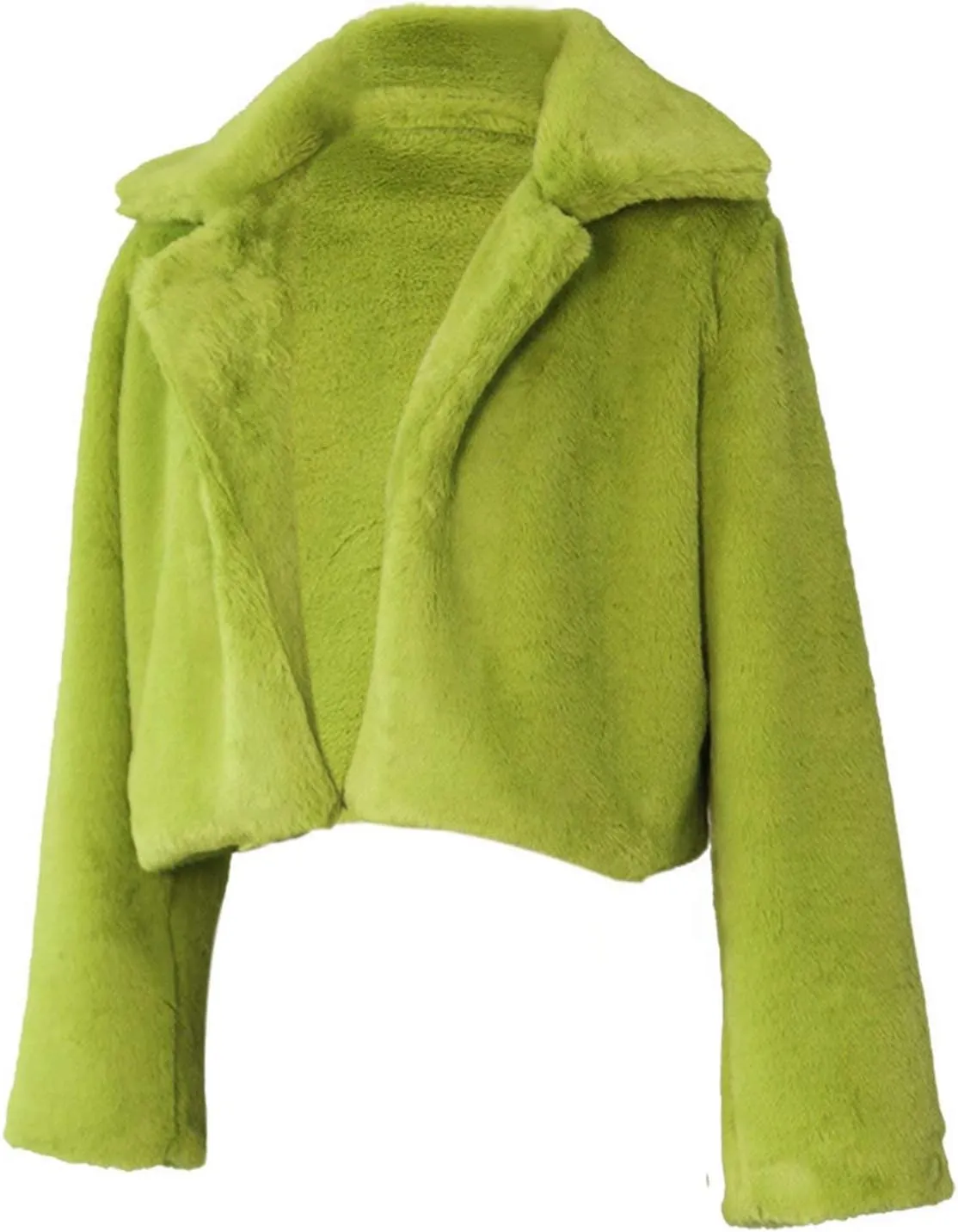 RAMOUG Womens Winter Outerwear Faux Fur Long Sleeve Crop Jacket Shaggy Coat Open Front Cardigans