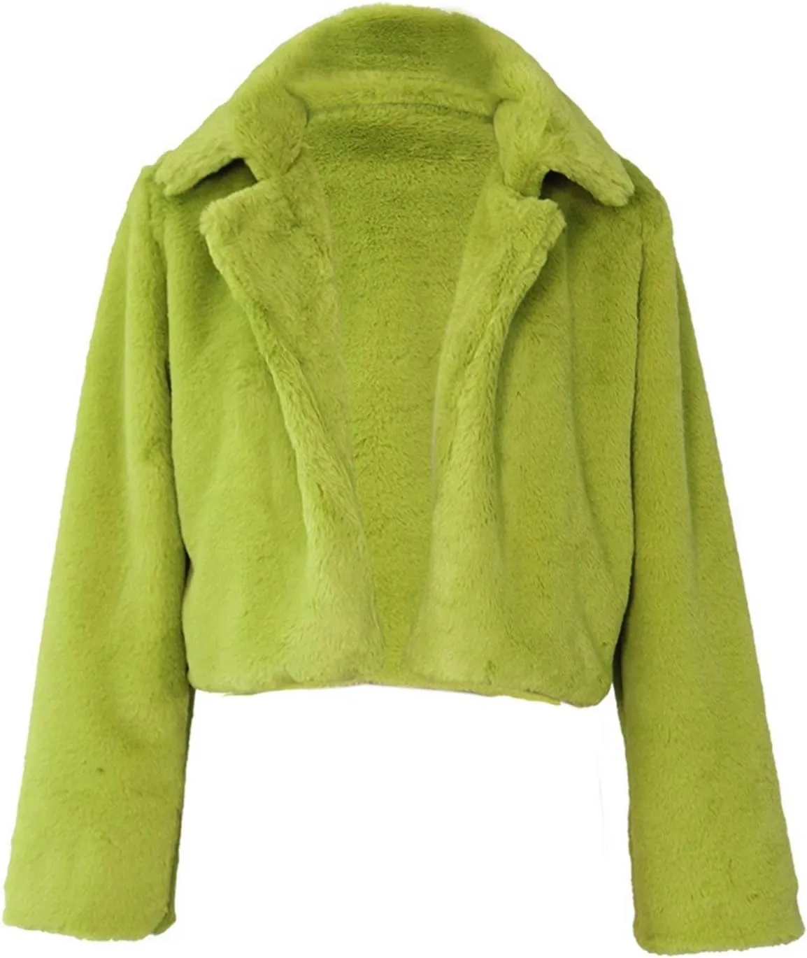 RAMOUG Womens Winter Outerwear Faux Fur Long Sleeve Crop Jacket Shaggy Coat Open Front Cardigans
