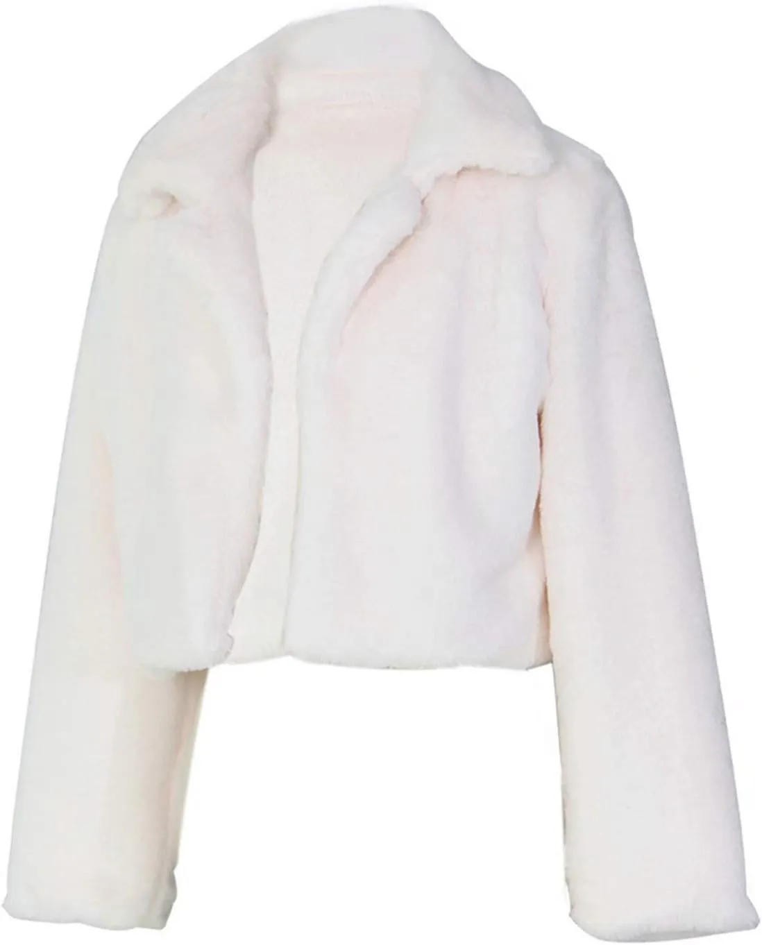RAMOUG Womens Winter Outerwear Faux Fur Long Sleeve Crop Jacket Shaggy Coat Open Front Cardigans