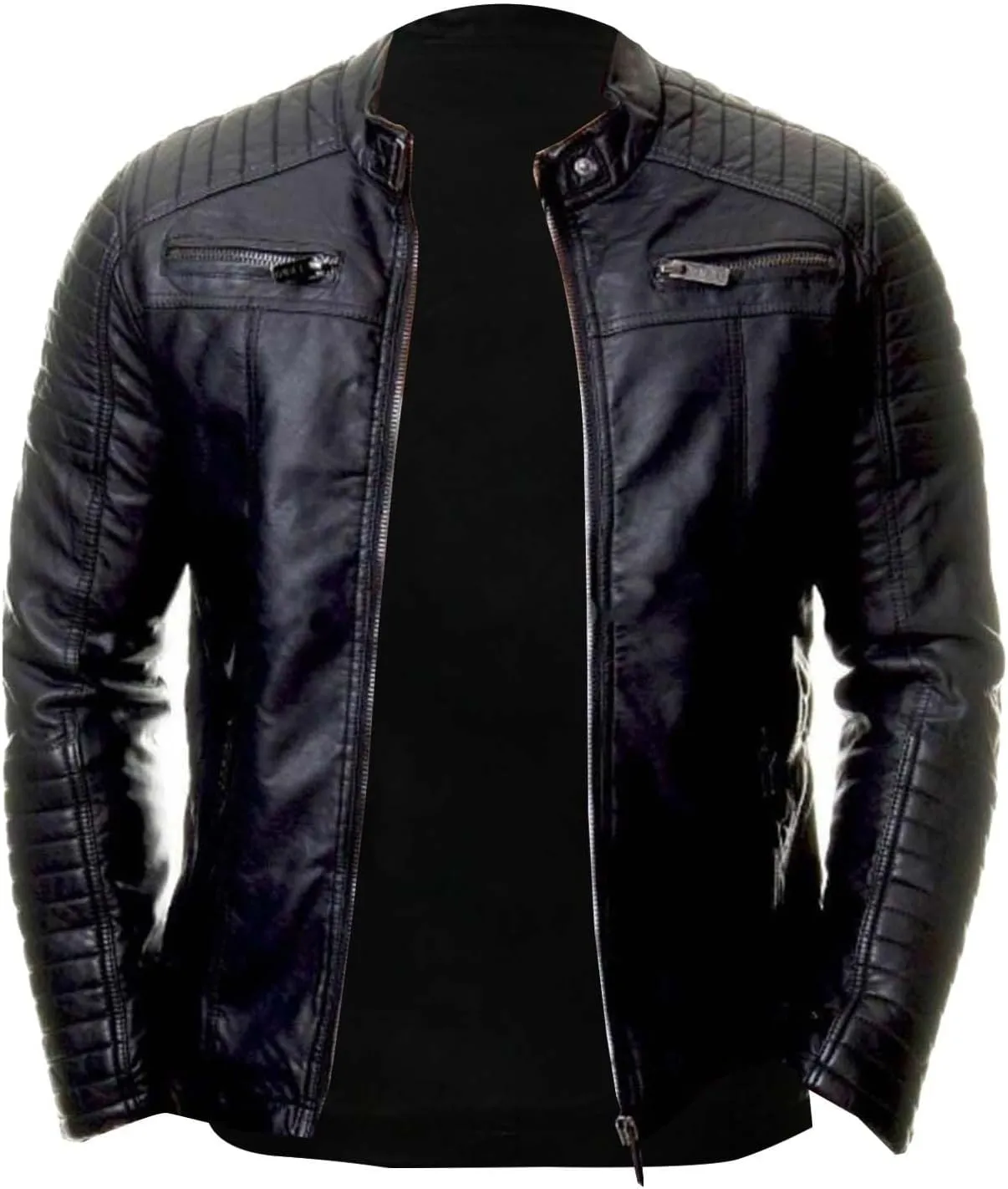 Real Leather Jacket Men Collar Winter Autumn Men Club Coat Long Jacket Stand Men's Coats Jackets Vintage Jacket Men