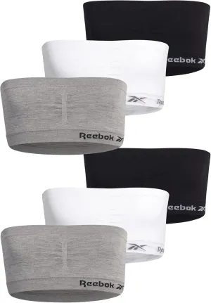 Reebok Girls' Training Bras - 3 Pack/6 Pack Soft Seamless Strapless Tube Bandeau Bra with Removable Pads (Sizes: S-XL)