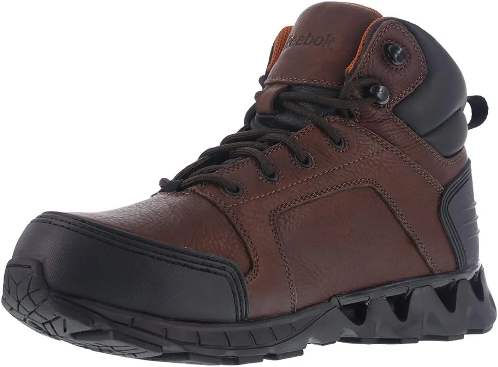 Reebok Work Men's 6 Athletic Cushguard Carbon Toe Boot Dark Safety, Zigkick Work RB7605, Brown