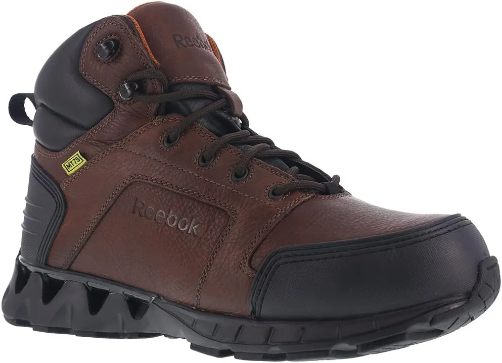 Reebok Work Men's 6 Athletic Cushguard Carbon Toe Boot Dark Safety, Zigkick Work RB7605, Brown